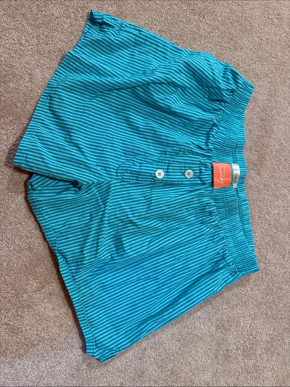 Women's Striped Teal Sleep Shorts